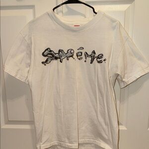 Supreme White Tee with Silver Logo
